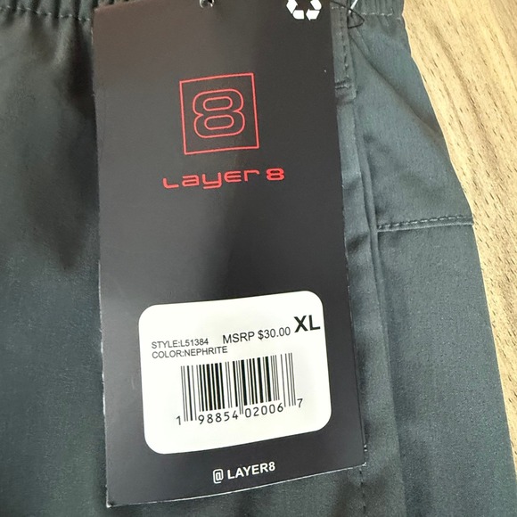 Layer 8 Mens Athletic Shorts Nephrite XL Elastic Waist Drawstring 6 Inch Inseam - Picture 2 of 7